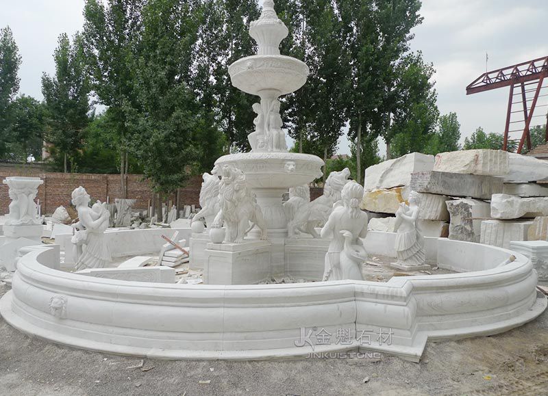 украшения сада белый мрамор животные и фигуры фонтан мраморные скульптуры на продажу