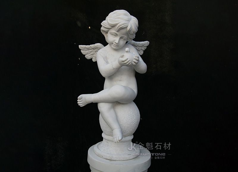 Настраиваемое украшение из мрамора скульптуры белого маленького ангела