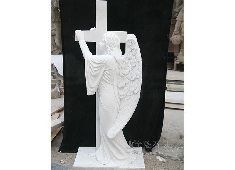 Настраиваемая религиозная скульптура из белого мрамора Иисус и крестная скульптура