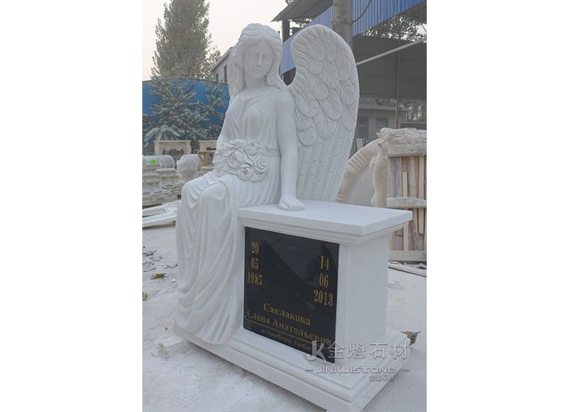 Скамья надгробной плиты индивидуального размера со статуей ангела ручной работы