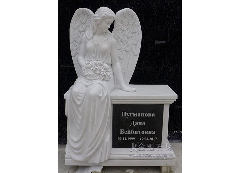 Скамья надгробной плиты индивидуального размера со статуей ангела ручной работы