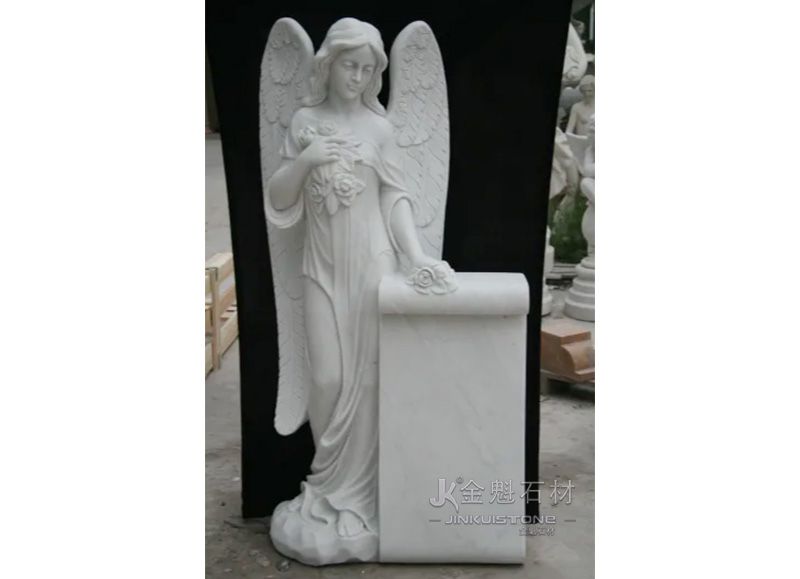 Белый мраморный ангел ручной работы из гранита надгробие