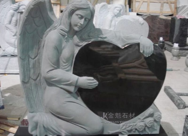 Сердце ангела на коленях из гранита надгробие в европейском стиле из природного камня